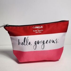 Clinique x Kate Spade New York NWOT makeup bag.pink,red and white .